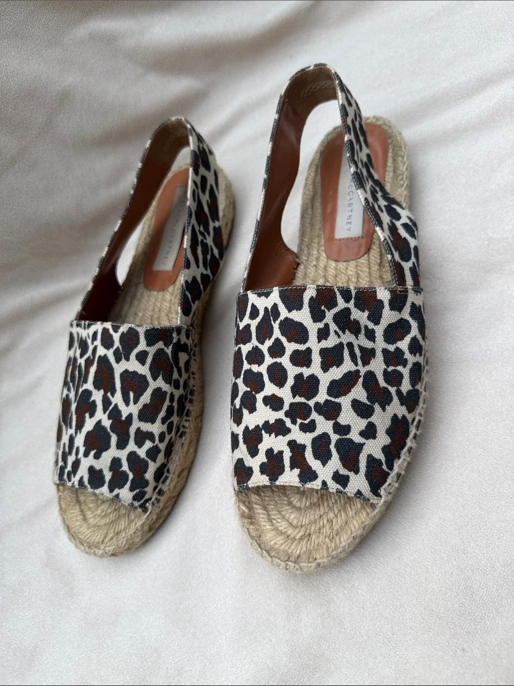 Stella McCartney Brown and White Leopard Espadrille Slides